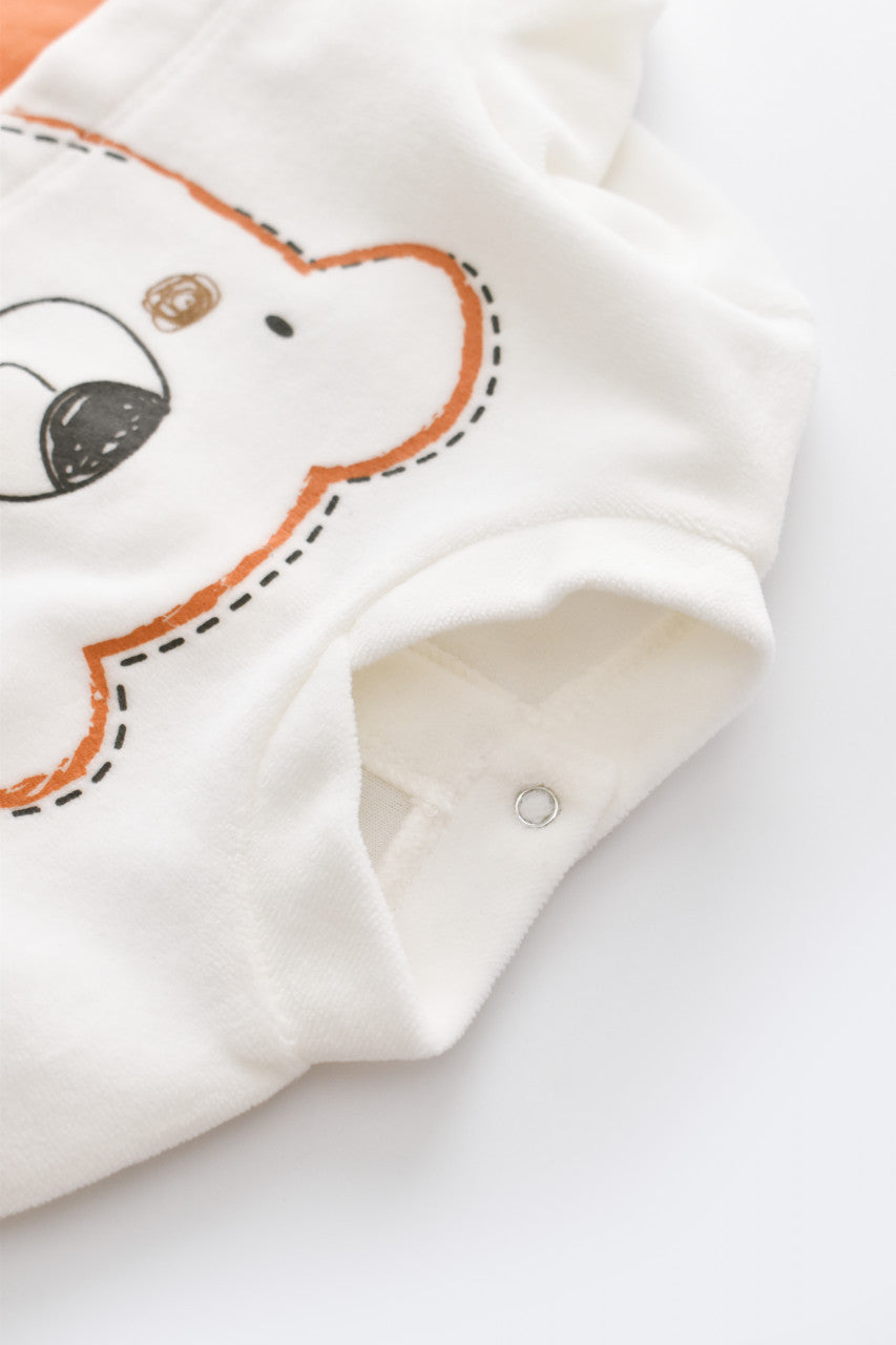 Salopeta Ursulet cu maneca lunga si botosei din 80%bumbac organic si 20% poliester - , BabyCosy
